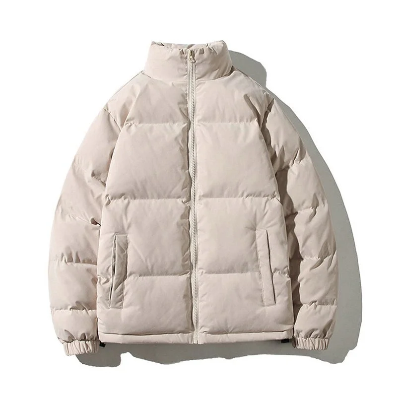Streetwear harajuku winter parka men stand collar solid color men's winter jackets casual warm winter women's coat
