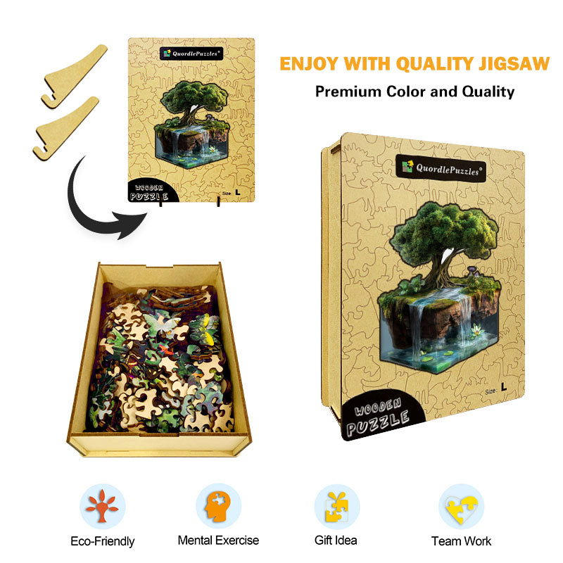 Qordle - Puzzle in legno 3D, animali gatto per adulti e bambini, gioco di famiglia, L (28,4 x 42,3 cm, 11,2 x 16,65 cm