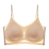 Summer Ultra-Thin Beautiful Back Spaghetti Strap Ice Silk Seamless Underwear Gathered Breathable Women's Suspender Bra