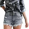 Ladies Casual Ripped Finged Shorts Jeans