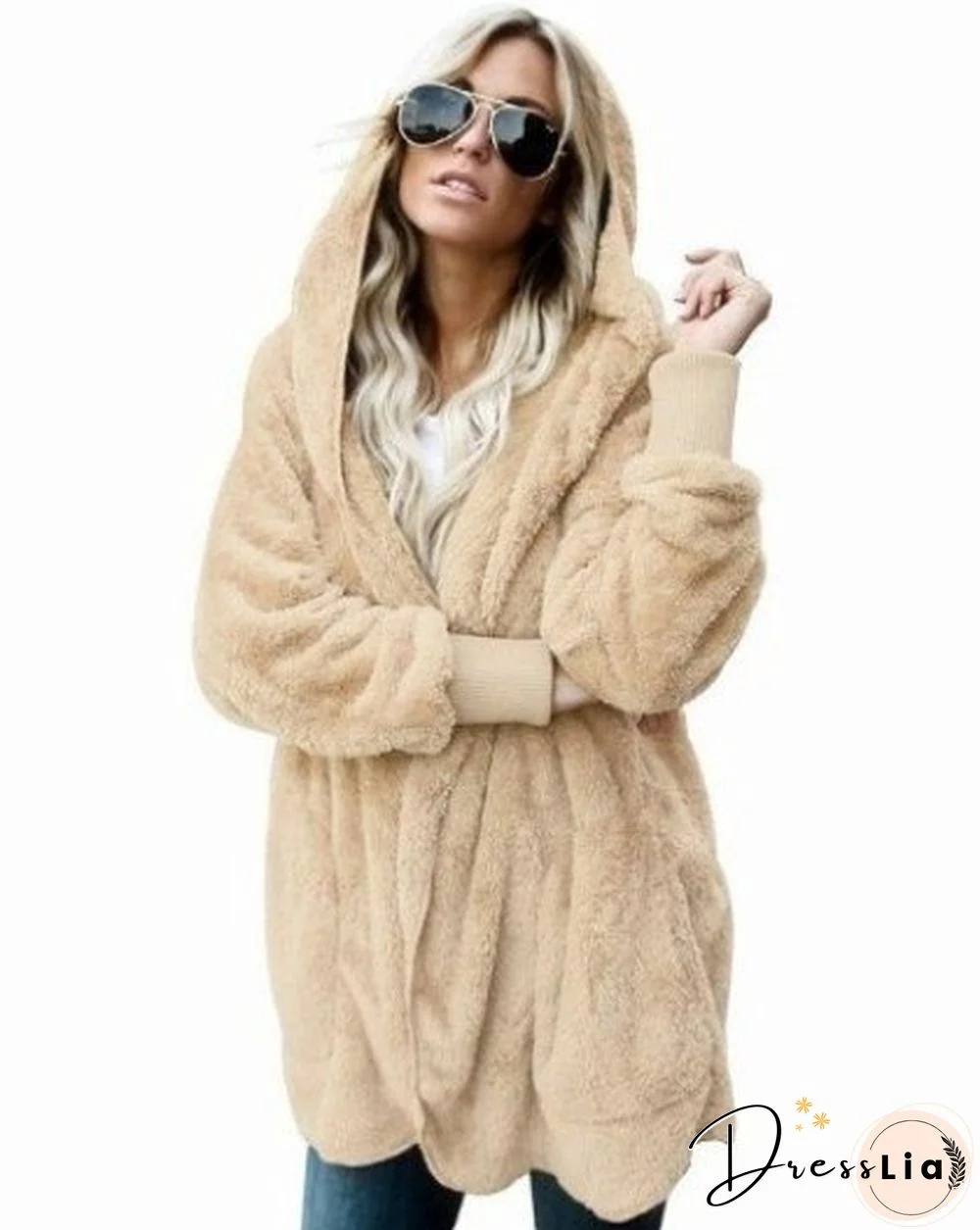 Autumn And Winter Hoodies Women Wool Warm Cotton Coat Sweatshirt Mid-length Double-sided Anti-fur Coat