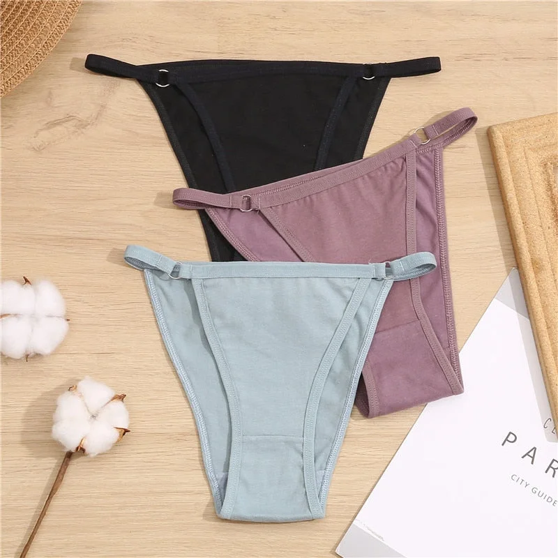 FINETOO Cotton Briefs Panties Women 3Pcs/set Sexy Low Waist Underwear M-2XL Ladies Cotton Underpants Soft Feamle Lingerie 2021