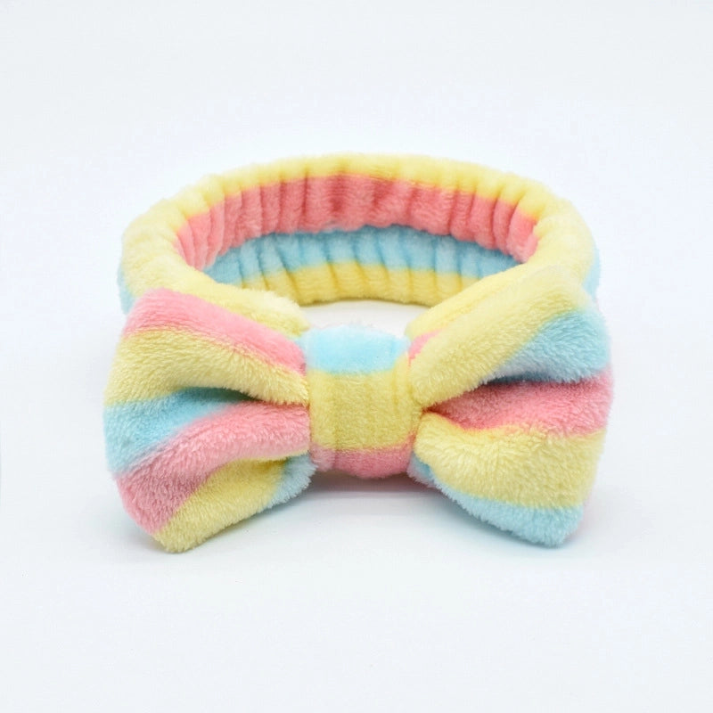 Fashion Stripe Polka Dots Flannel Bowknot Hair Band 1 Piece