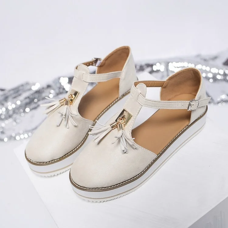Qengg Summer Plus Size Women Shoes 2022 Fashion Tassel Ladies Sandals Platform Casual Shoes Women Vulcanized Shoes Flat Vintage Shoes