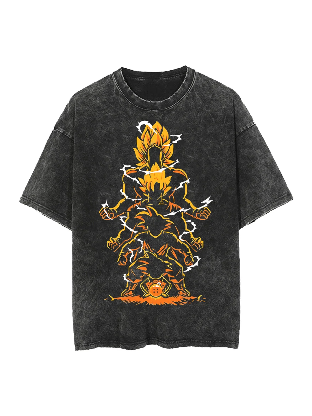 Goku Transformations Anime Oversize Washed T-Shirt