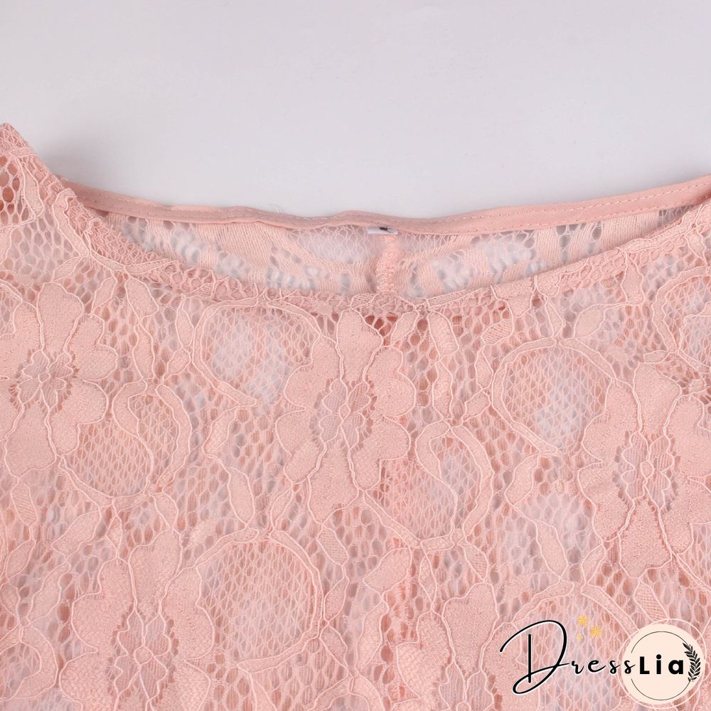 Lace Long Sleeves Round Neck Top