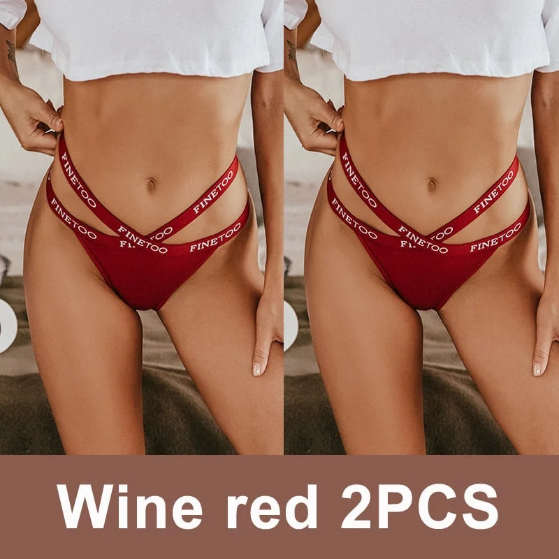 2PCS/Set Cotton Panties Women's Lingerie Sexy Underwear G-string Briefs Female Underpants Pantys Girls Tangas Thong Panties