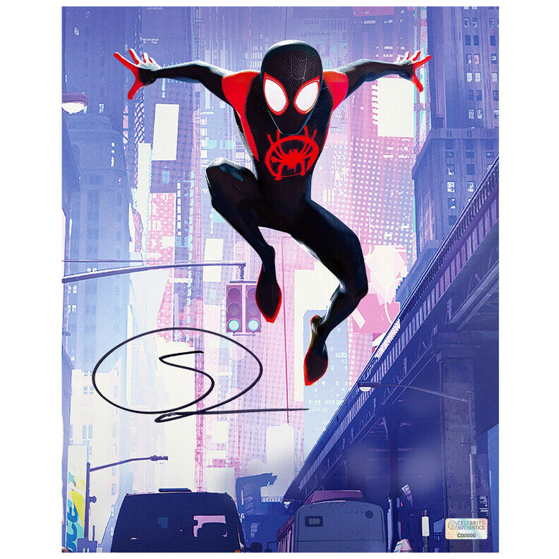 Shameik Moore Autographed Spider-Man Into The Spider-Verse Streets 8×10 Photo Poster painting