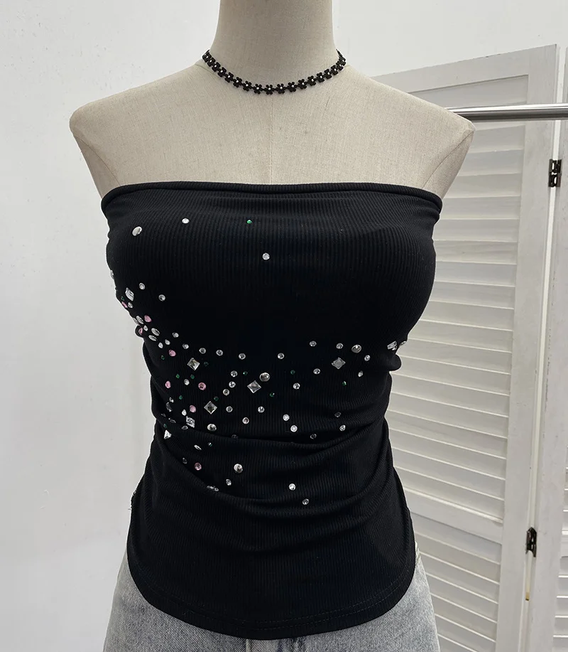 Nigikala Nigikala Diamond Splicing Lace-Back Strapped Braided Braided Braided Brae Folded Bra Sleeveless Top 1196