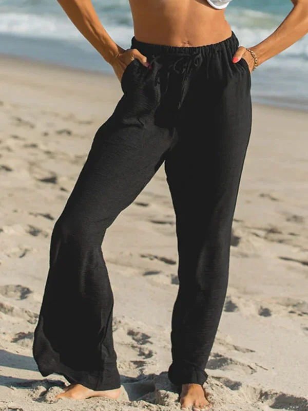 Casual Classic Solid Color Beach Ladies Pants
