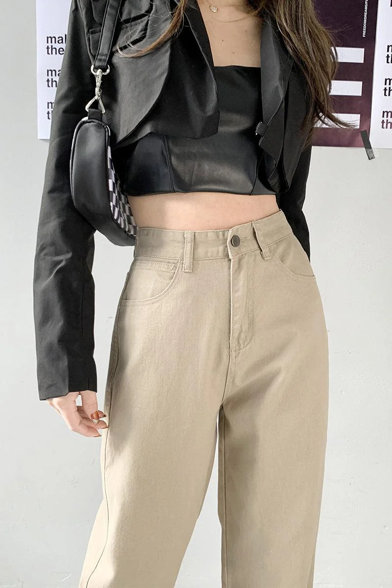 Brownm Leg High Waist Casual Jeans