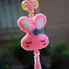 Full Bead Embroidery Keychain Rabbit Printed Craft Gifts(6.5x8cm)