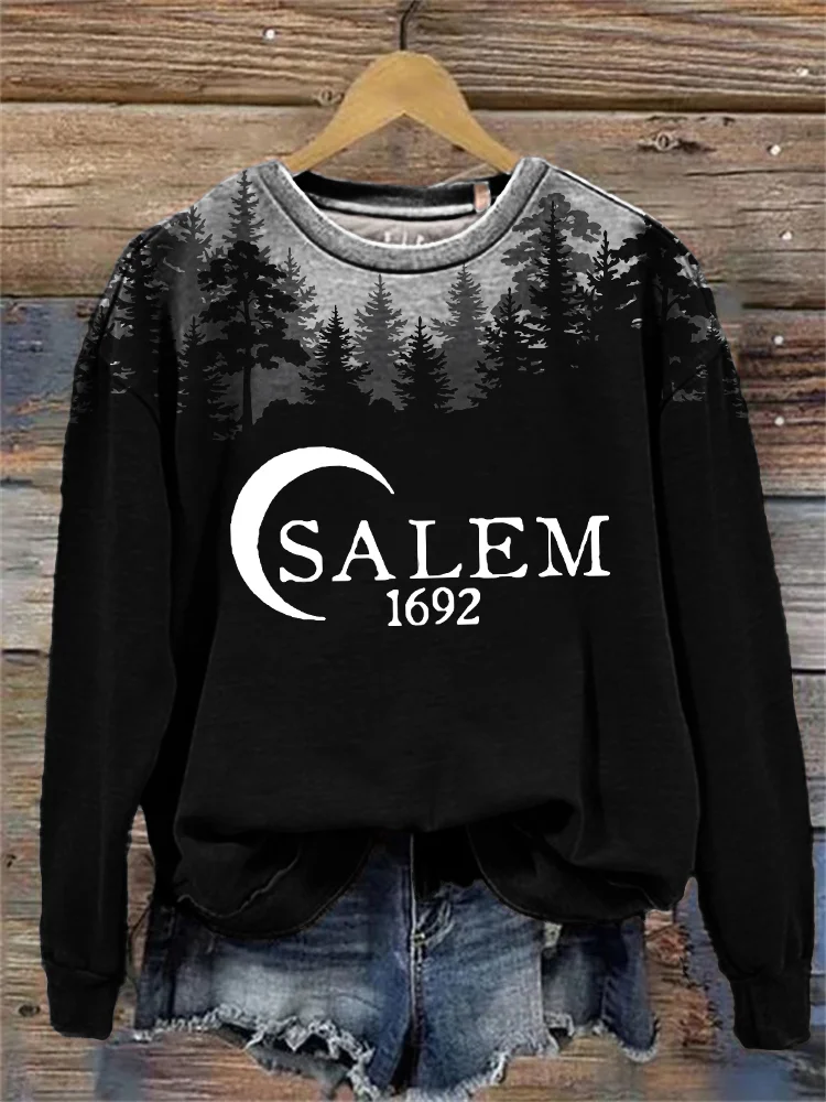 Comstylish Salem 1692 Halloween Dark Forest Washed Sweatshirt