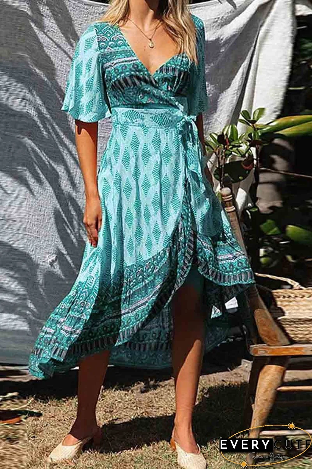 Bohemian Printed Midi Dress(3 colors)