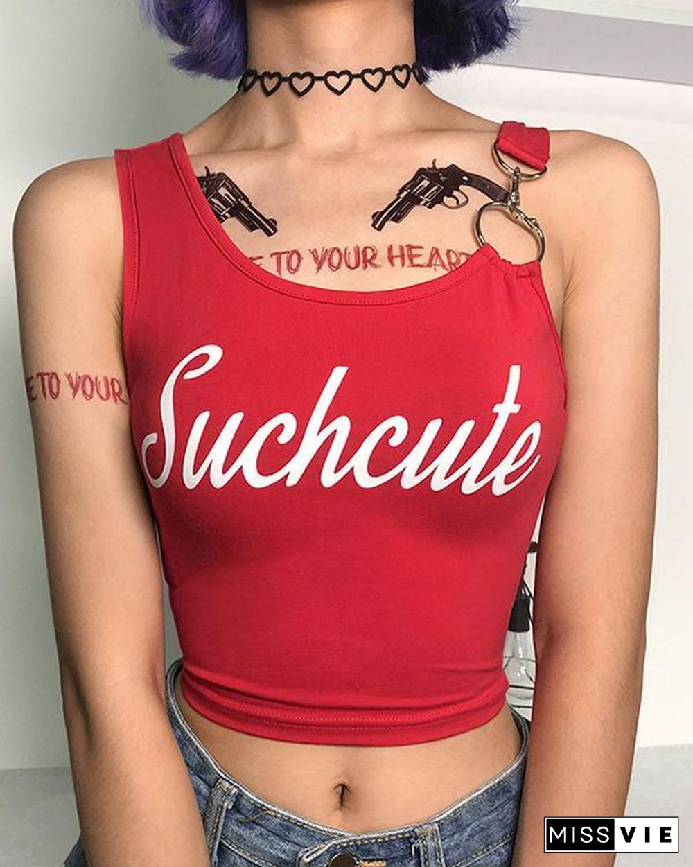 Sexy Navel Vest Metal Ring Joint Tank Top