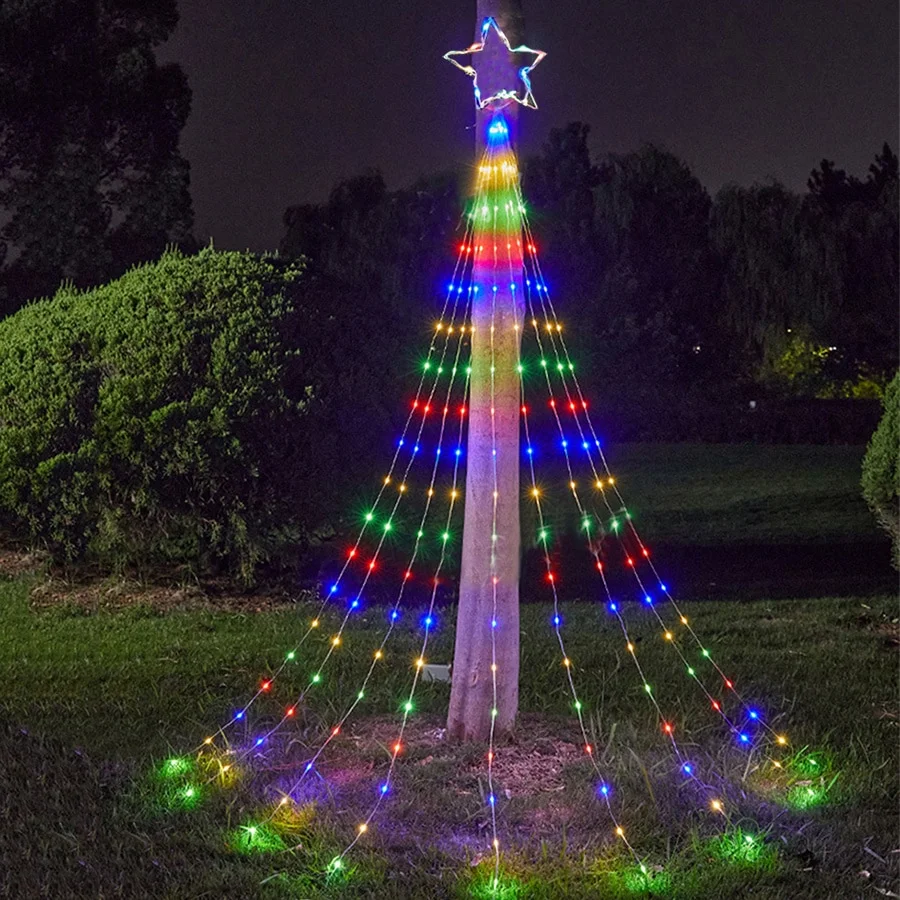 Christmas tree waterfall lights holiday decoration