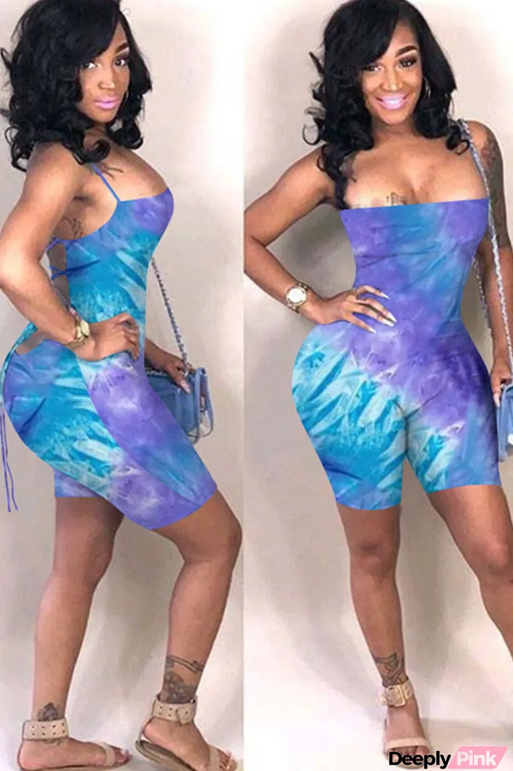 purple Fashion Sexy Coloured drawing Backless Sleeveless Slip Jumpsuits