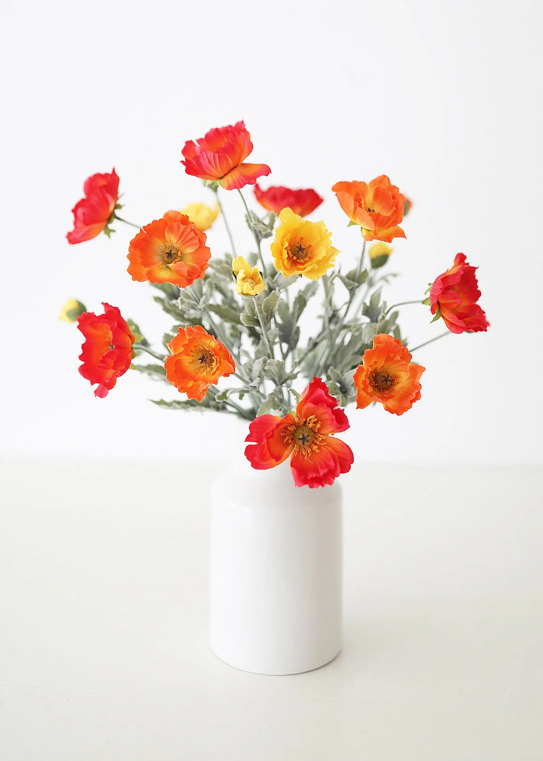 Poppy Silk Flower Bush in Orange - 23"