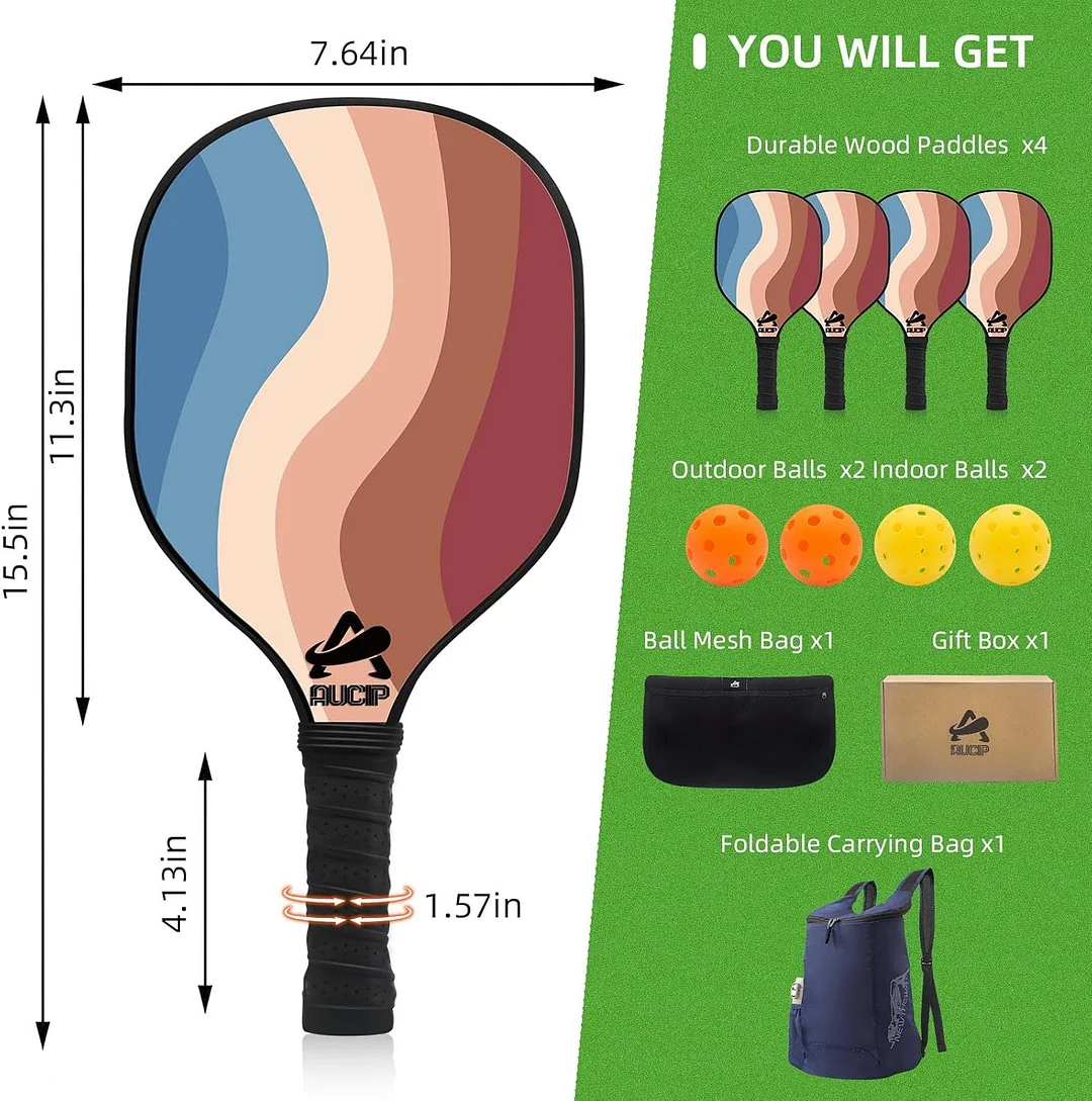 9-Layer Wooden Pickleball Paddle with bag