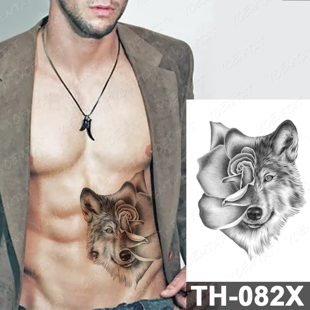 Forest Shadow Wolf Temporary Tattoo Sticker For Men Women Owl Lion Waterproof Fake Henna Tiger Animal Body Art Tatoo Decal