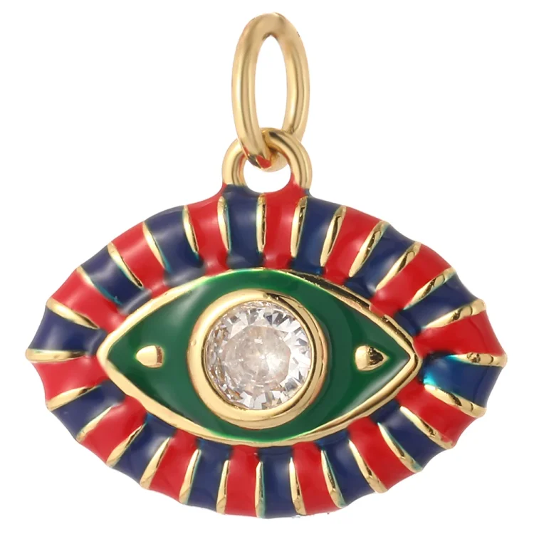 Juxith Enamel CZ Charms Turkish Evil Blue Eye Charms Diy Earrings Necklace Bracelet Cute Gothic Charm for Jewelry Making Accessories