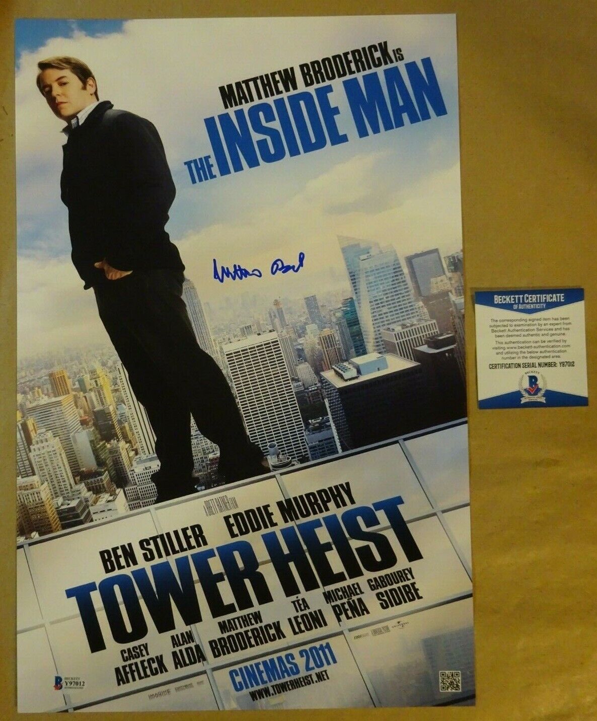 Signed MATTHEW BRODERICK Autographed TOWER HEIST Photo Poster painting 11x17