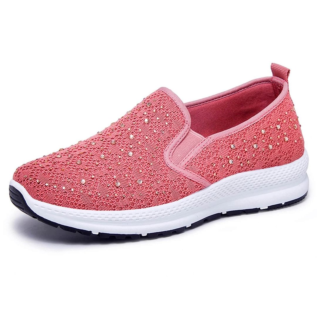 CTZ Women Sneakers Flat Mesh Crystal Comfortable Non-Slip Sports Shoes