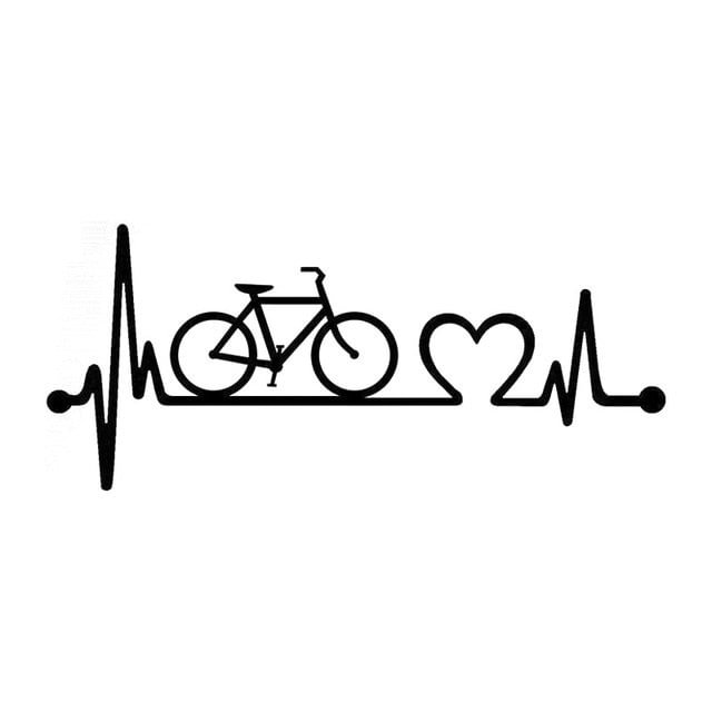 Bicycle Heartbeat Lifeline Cycling Vinyl Stickers Decal Black Silver