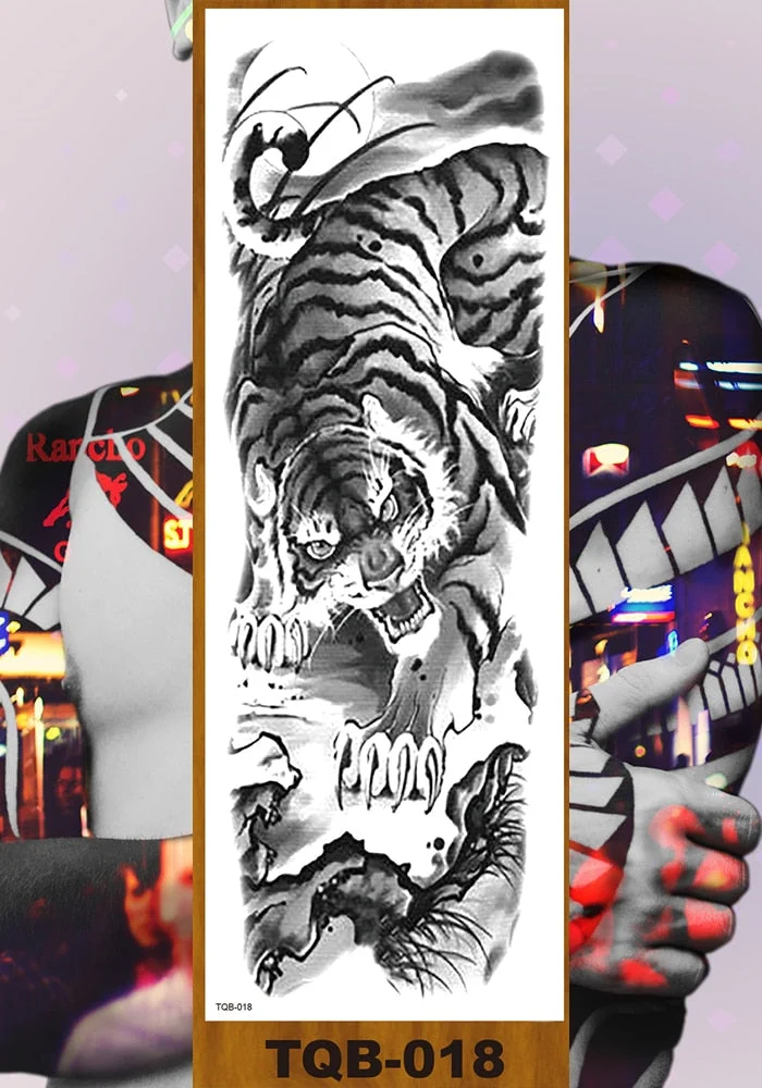 Full Flower Arm Temporary Tattoo Stickers Man Woman Girl Body Leg Fake Tatoo Sexy Fox Bear Owl Cheetah Tiger Timberwolves Lion