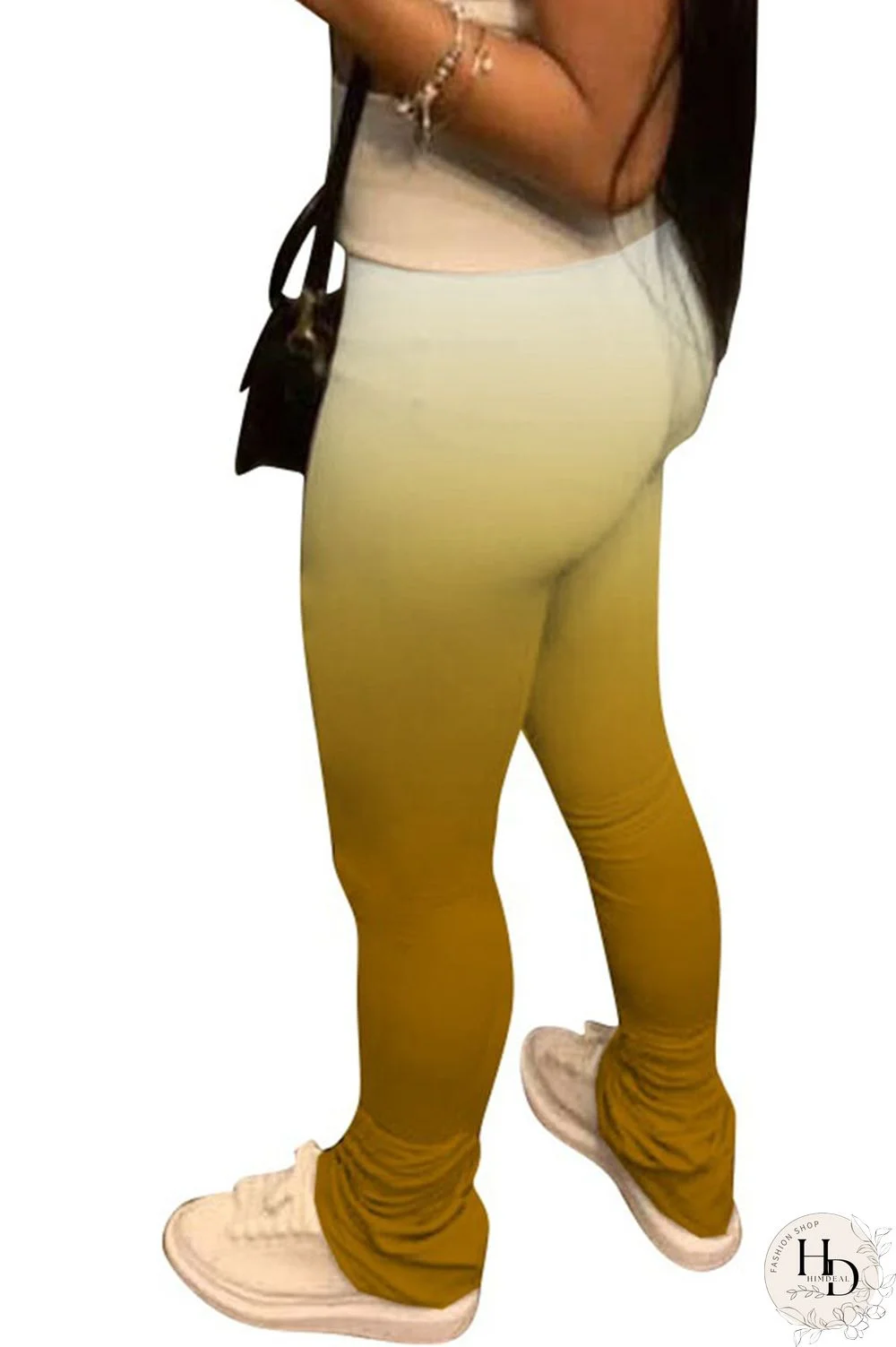 purple Black Orange Yellow purple Elastic Fly High Gradient Boot Cut Pants Bottoms