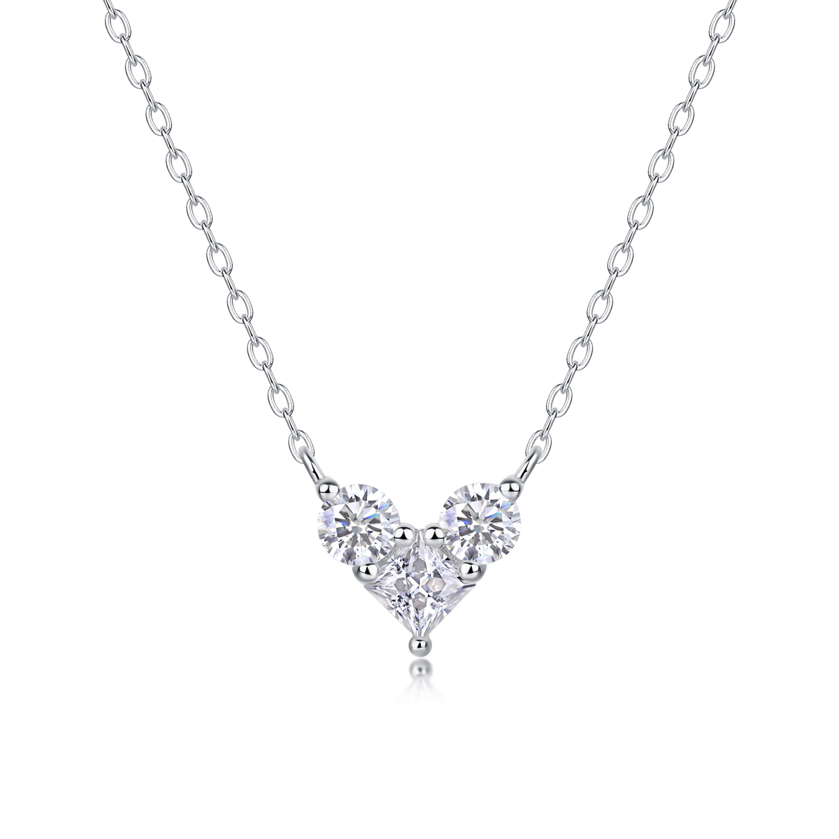 S925 Silver 4.0mm Heart Moissanite Pendant Necklace for Women White Gold Plated & Tested Wedding Birthday Party Gift GRA