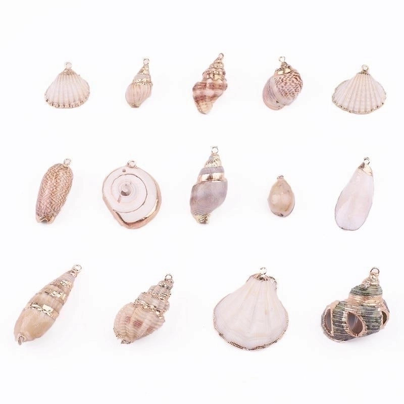 2 Pieces Retro Beach Conch Shell Shell Plating Pendant Jewelry Accessories