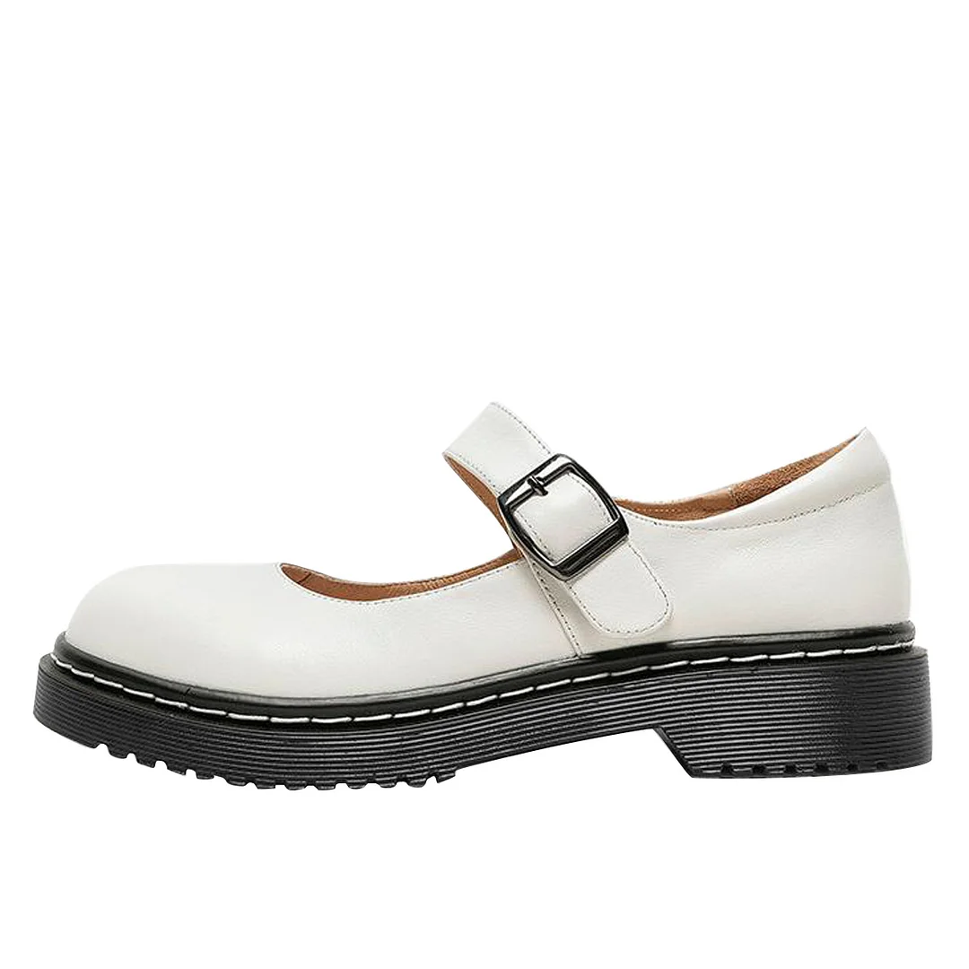 Comfy Vegan Leather Round Toe Formal Ivory Mary Jane Shoes
