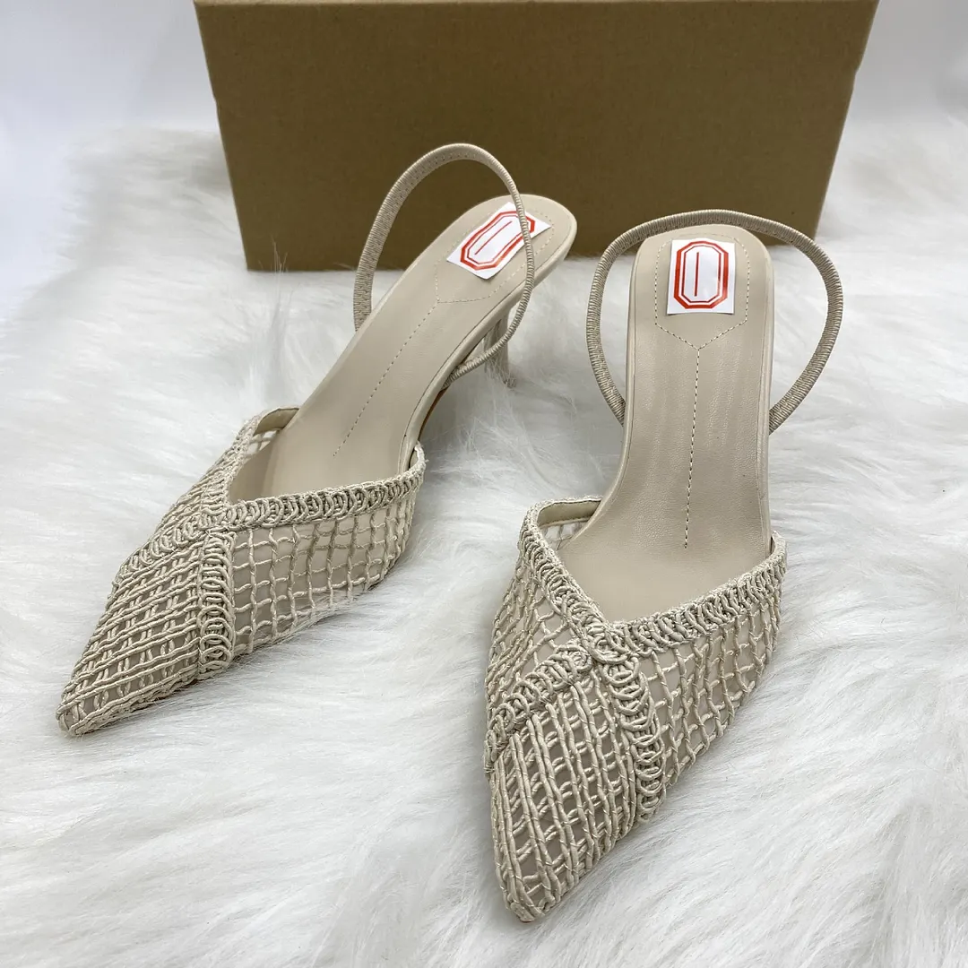 Breakj Breakj Home 2025 New Pointed High Heels Coarse French Small Design Hollow Weaving Temperament Buntret