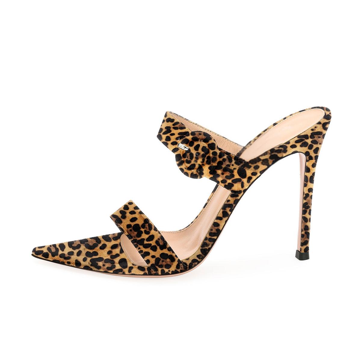 GOOSHOE Leopard Open Toe Stiletto Heels Sandals in Fabulous Print