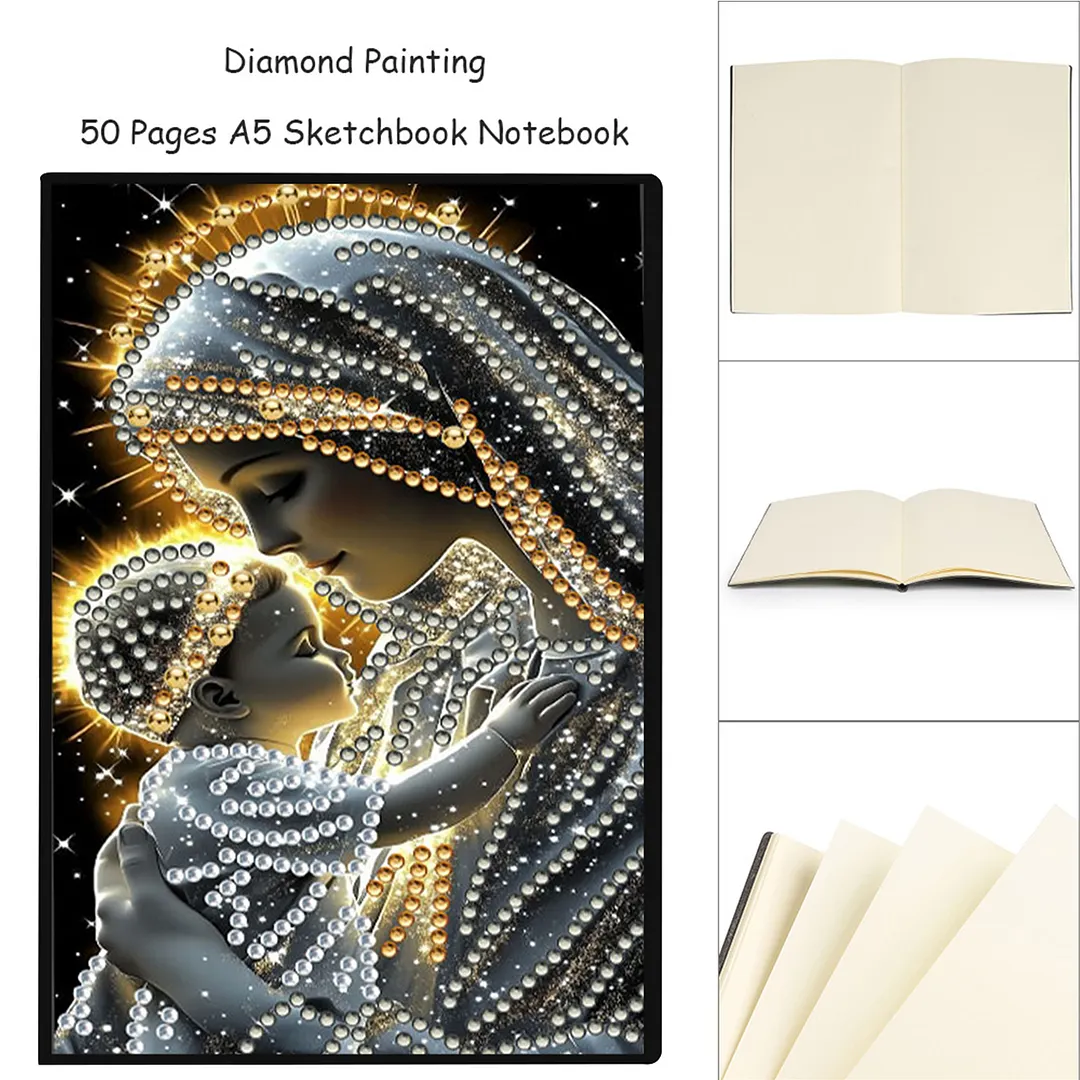5D DIY Rhinestone Art Painting Notebook Kit for Holiday Birthday Gift (Lady)