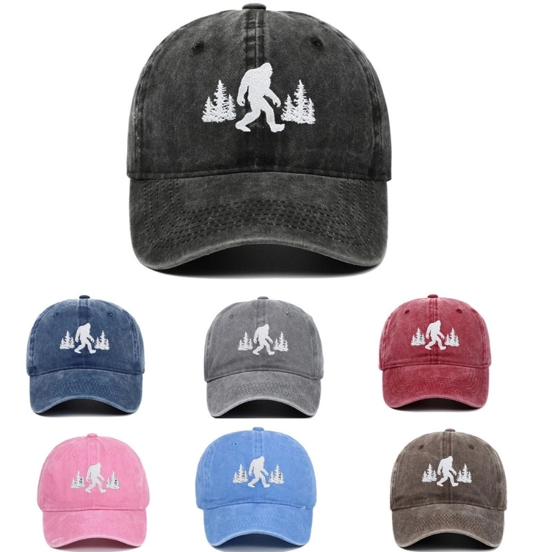 New Bigfoot Denim Sasquatch Embroidered Baseball Cap Vintage Washed Baseball Cap