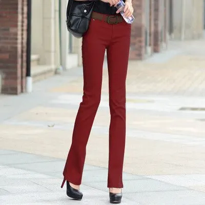 Elastic Jeans Female Denim Pants Candy colors Womens Jeans Plus size Feminino Office OL Flare Pants Women Trousers 2019 LU989