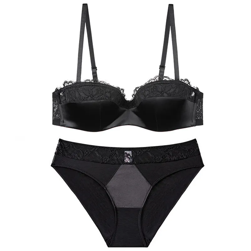 Churchf Half A Cup Of Sexy Demagogue Thin Garnet Lingerie Bra Bra Large Bra Small Size Set Anti-Sagging Bra