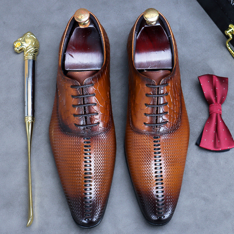 Polished Retro Serpentine Men's Oxfords   DANRRIO.COM DANRRIO