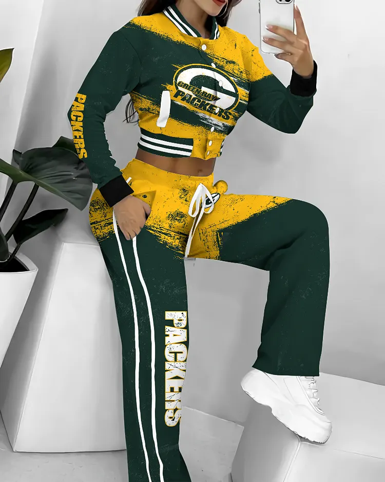 Green Bay Packers 3D Printed Varsity Jacket Set