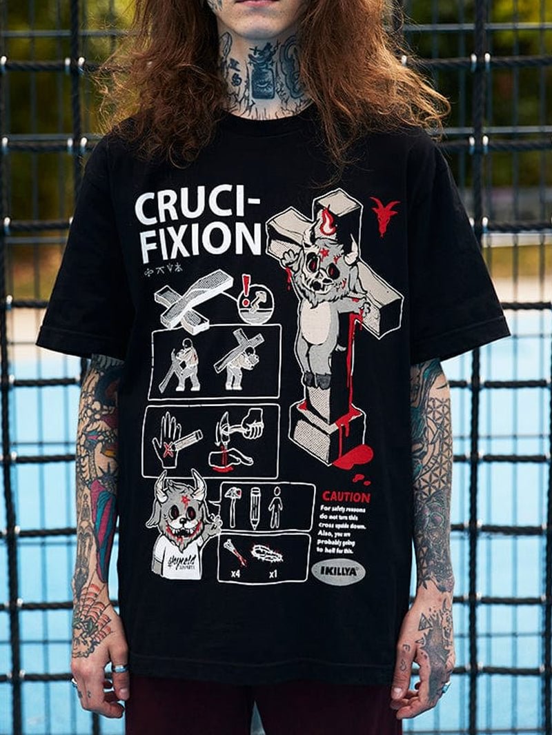 Men's Demon Short-Sleeved Shirt Nailed to the Cross in  mildstyles