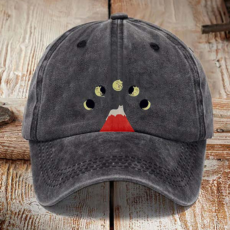 menweary Abstract Creative Good Night Cat Washed Sun Hat