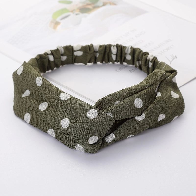 Women’s Lady Polka Dots Flower Cloth Hair Band