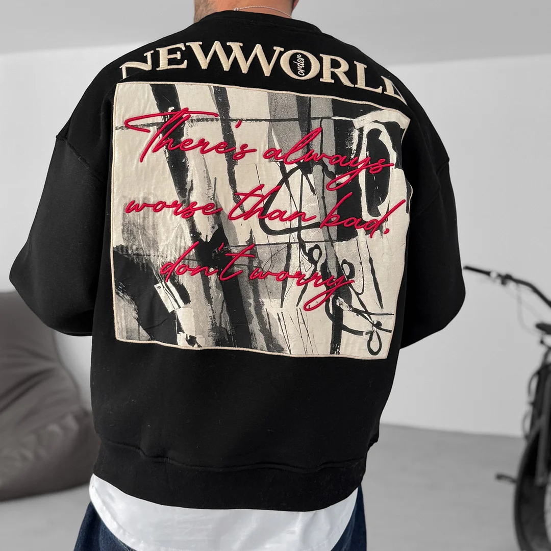 Ethnic Letter Print Casual Oversized Sweatshirt