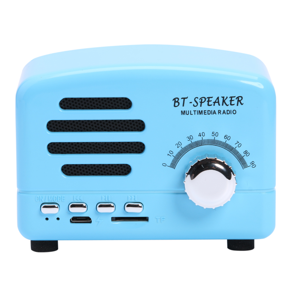 

BT01 Retro Bluetooth Speaker Music Player FM Radio Support TF Card (Blue), 501 Original
