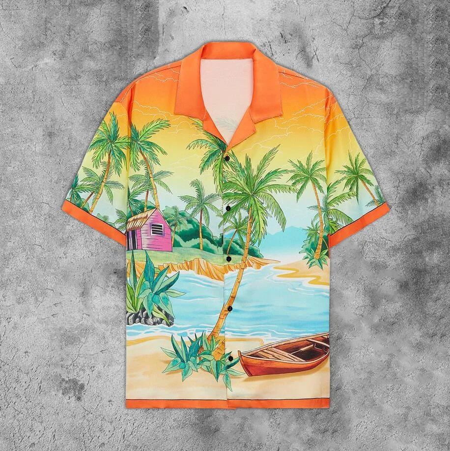 Hawaiian resort style casual short-sleeved shirt