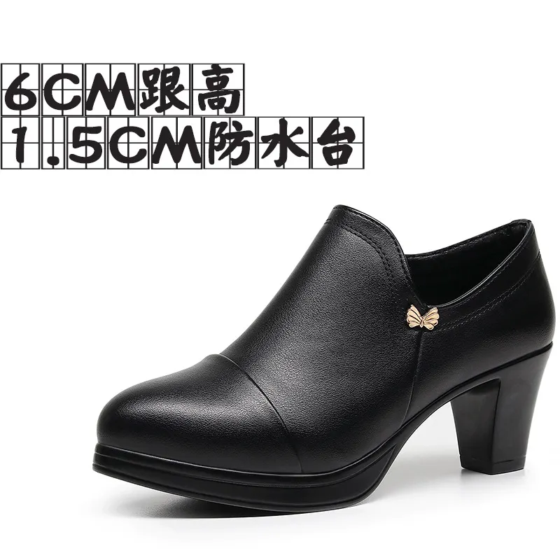 Breakj Breakj Coarse Waterproof Table Deep Mouth Single Shoes Women's Spring And Autumn Dress Work Shoes Side Zipper Fashion Singles High Heels