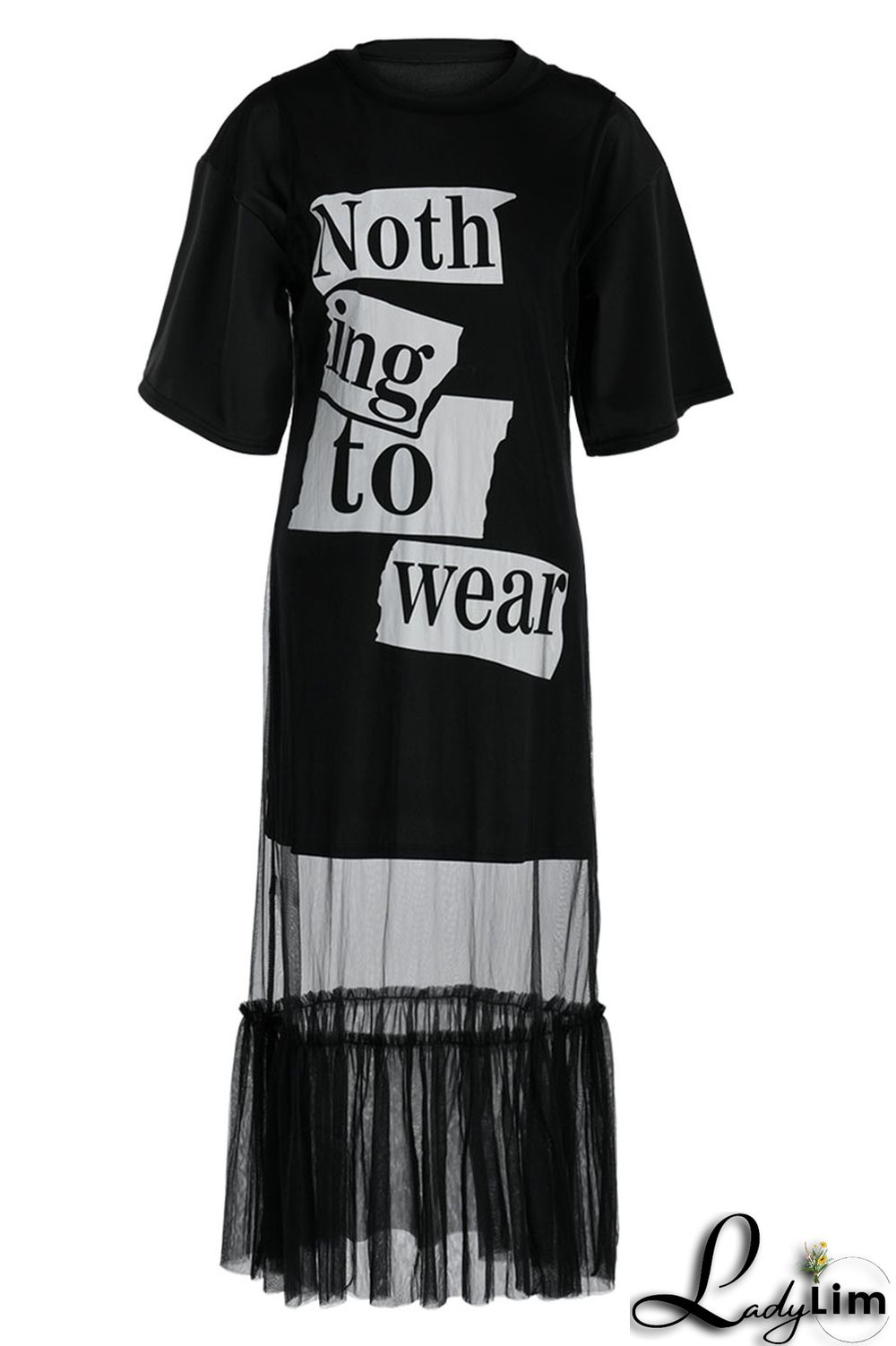 Black Casual Print Split Joint O Neck Short Sleeve Two Pieces