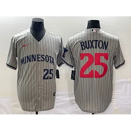 Men's Minnesota Twins #25 Byron Buxton Grey Cool Base Stitched Jersey AZX1